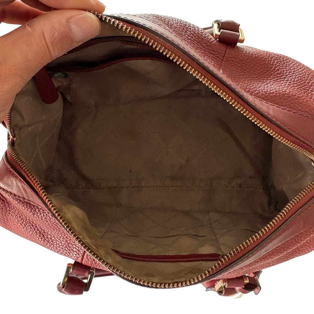 Michael Kors Bedford Legacy Maroon Red Pebbled Leather Duffel Handbag Purse READ - Picture 9 of 10